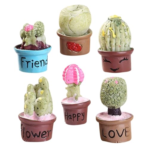 Vaguelly 6 Stücke Grüne Mini Figuren Dekoration Mini Topfpflanzen Miniatur Sukkulenten Figuren Harz Miniatur Topfpflanze von Vaguelly