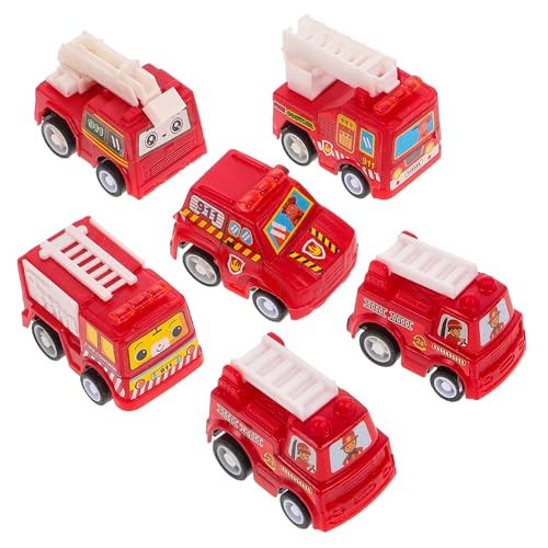 Vaguelly 6 Teiliges Feuerwehrfahrzeug Set Mini Push and Go Modelle Für Ab 3 Jahren Lernspielzeug Für Jungen Und ädchen Perfektes Für Kleine Fahrzeugfans von Vaguelly