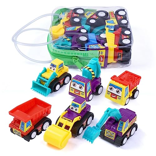 Vaguelly 6 Teiliges Set Mini Ingenieurfahrzeuge Für Friktionsbetriebene Bagger Bulldozer Dumper Und Mischer Frühkindliches Lernspielzeug Für Kleinkinder Farben Zufällig von Vaguelly