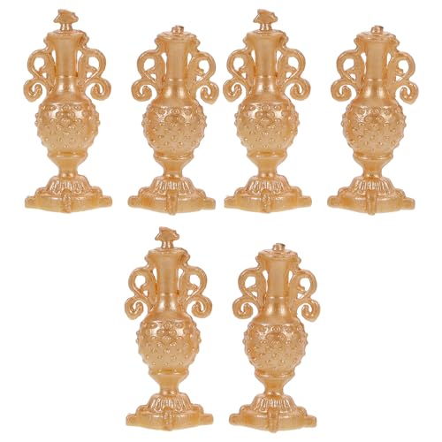 Vaguelly 6-teiliges goldenes Miniatur-Vasen-Set: Elegantes DIY-Puppenhauszubehör – Dekorative Flaschen im Maßstab 1:20 für Feengärten und Miniatur-Displays von Vaguelly