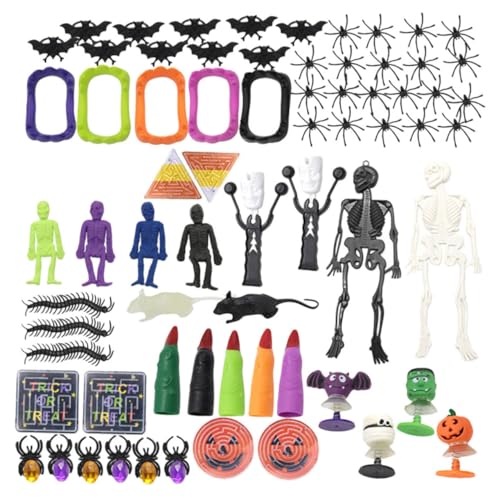 Vaguelly 69 Stück Teiliges Halloween Set mit Gruseligen Fledermaus Spinnen und Figuren Tragbares Verschleißfestes Party Zubehör für Halloween Deko und Kinderpranks von Vaguelly