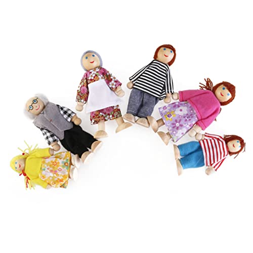 Vaguelly 6St Maumet Holz Puppe Puppenfamilie Holzspielzeug Zubehör Spielzeug für Kinder kinderspielzeug Familienpuppe Puppe für Rollenspiele Puzzle Moment Marionette Eltern-Kind Bambus von Vaguelly