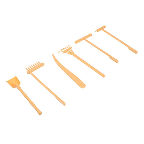 Vaguelly 6St Sandrechen scheibengardinen Sand Sandzubehör Sandharke zengarten Zen Garten Mini-Form Werkzeug basteln Sand-Minirechen- Mini-Rechen- Plastik Yellow von Vaguelly