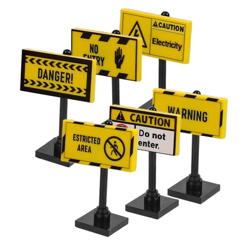 Vaguelly 6St Warnschild- Flauschiger Schlüsselanhänger Verkehrszeichen Warnschilder DIY Bausteine Set Verkehrserziehungsspielzeug Spielset zur Verkehrserziehung Abs von Vaguelly