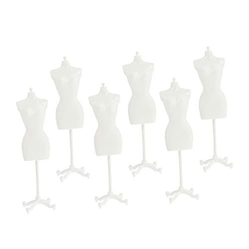 Vaguelly Mini-Mannequin 6 Stück Puppenkleiderstützen Schneiderpuppen Zur Präsentation Mannequin-Set Mit Sockel von Vaguelly