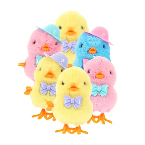 Vaguelly 6pcs Ostern Auf Wind Up Chick Für Kinder Springen Hühnchen Plüschspielzeug Eierkorbfüller Küken Spielzeug von Vaguelly