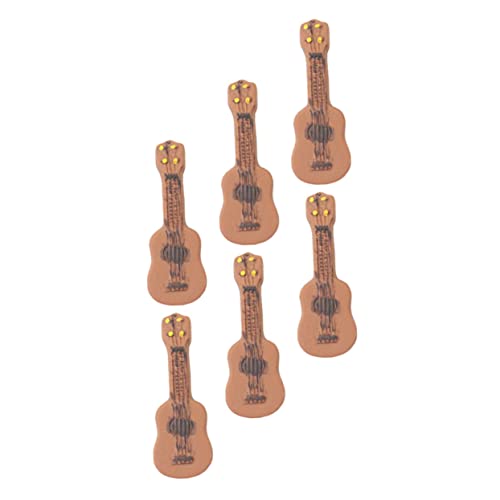Vaguelly 6St Gitarren-Mikrolandschaft Desktop-Dekor Miniatur Gitarre Tischdecke Musikinstrumente Mini-Puppenhaus-Gitarre kleine Gitarre Sukkulenten Moos Zubehör Blumenarrangement Kunstharz von Vaguelly