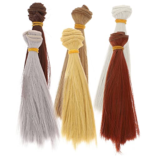 Vaguelly 6st Puppe Glattes Haar Puppenteile Perücke Für Puppe Schaufensterpuppenkopf Haarknoten Süße Puppenperücken Perücken Für Puppen Puppennadeln Puppenhaus Mädchen Hochtemperaturdraht von Vaguelly