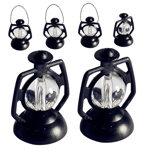Vaguelly 6st Puppenhaus-Miniatur-Essen-spielszene Mini-Laternen-lampen- Hängendes Petroleumlicht Weihnachtsbaum Petroleumlampe Petroleumlampe Dekoration Laternenlicht Black von Vaguelly
