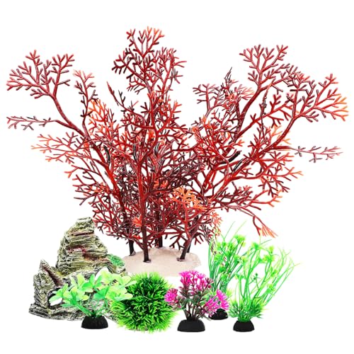 Vaguelly 7 Stück Künstliche Aquarienpflanzen Set mit Dekorationselementen Realistische Fels und Pflanzenlandschaft für Aquarien Hochwertige Langlebige Aquarium Deko aus Kunstharz für Vaguelly 7 Stück Künstliche Aquarienpflanzen Set mit Dekorationselementen Realistische Fels und Pflanzenlandschaft für Aquarien Hochwertige Langlebige Aquarium Deko aus Kunstharz für von Vaguelly
