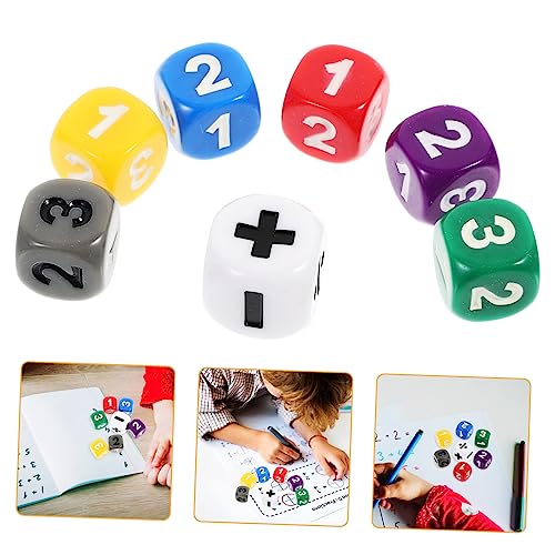 Vaguelly 7 Stück Lernspielzeug für Mathematik Zahlenwürfel Lernhilfe für Operator Würfel Zeichenwürfel Lernspielzeug für Mathe lernwürfel Tischspielwürfel lehrreich Acryl von Vaguelly