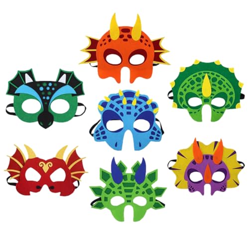 Vaguelly 7 Stück Teiliges Dinosaurier Themen Party Maskenset für Lustige Ausmalbare Dinosauriermasken für Geburtstagsfeiern und Kostüme Langlebig und Farbenfroh für Kleine Dino Fans von Vaguelly