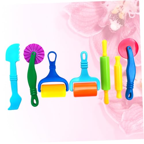 Vaguelly 7 Stück Teiliges Knetrollen Langlebigem Kunststoff Inkl Clay Rolling Pin und Clay Roller Geeignet zum Modellieren Glätten und Kreativen Farblich Sortiert Fördert Zufällige Farbe von Vaguelly