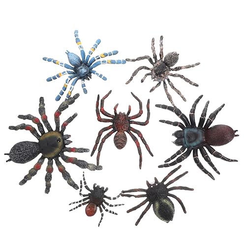 Vaguelly 7 Stück Teiliges Realistisches Plastikspinnen Modellset Täuschend Echte Fake Spiders als Halloween Deko Prank Spider Figuren für Party Unheimliche Spinnendeko für Zuhause und Fest von Vaguelly