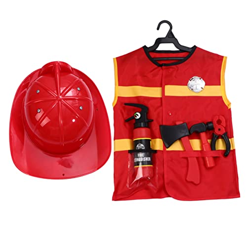 Vaguelly 7-teiliges Feuerwehrkostüm-Set Für Jungen Und Mädchen Feuerwehrausrüstung Helm Feuerlöscher Mehr Rollenspiele Für Jungen Und Mädchen von Vaguelly