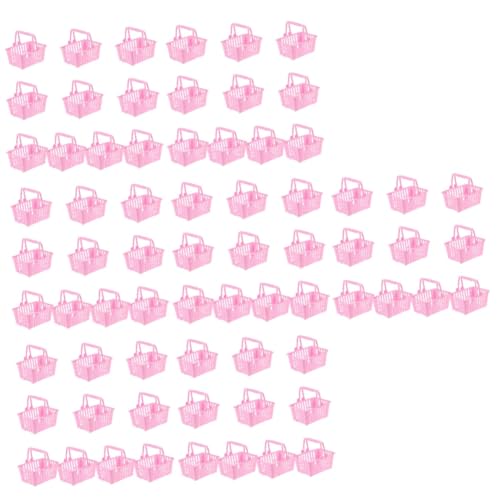 Vaguelly 70 STK Puppen-einkaufskorb Kleiner Spielhauskorb Kleiner Korb Minikorb Körbe Aufbewahrungskorb Mini-süßigkeiten-Korb Miniaturspielzeug Kind Rosa Handheld Spielzeugkorb Plastik von Vaguelly