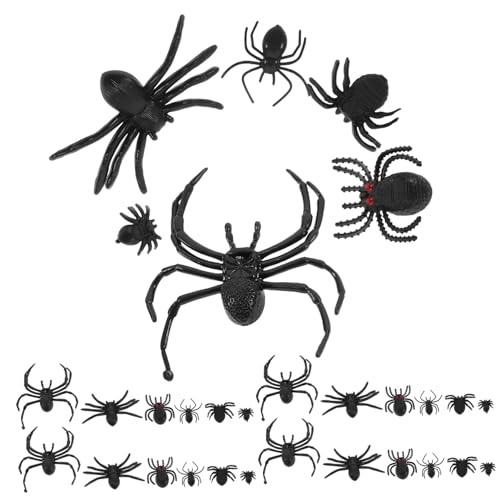 Vaguelly 70 Stück Halloween Halloween assecoires Halloween Goodies Dekoration Party Fun Toy Schaum Mini-Fake-Spinne Spinnenmodelle Gruseliges Spinnenmodell Plastik Black von Vaguelly