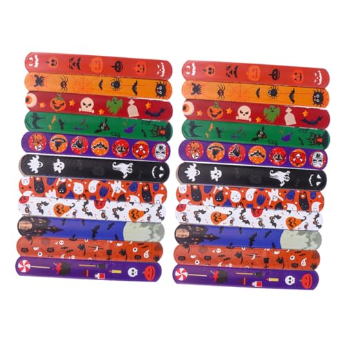 Vaguelly 72 Stück Teiliges Halloween Slap Armband für Einstellbare Kinderarmbänder mit Halloween Motiven Wie Kürbis Geist und Tier als Mitgebsel und Partygeschenk von Vaguelly