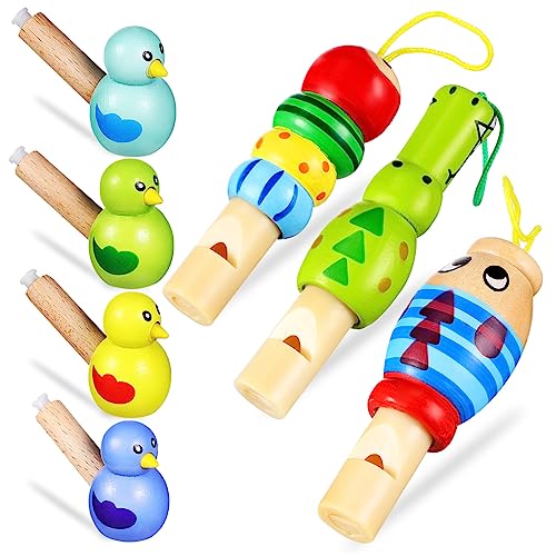 Vaguelly 7Stücke Teiliges Holz Tierpfeifen Cartoon Tier Pfeifen für Pädagogisches Musikspielzeug für Geburtstagsfeiern und Spielzeiten von Vaguelly