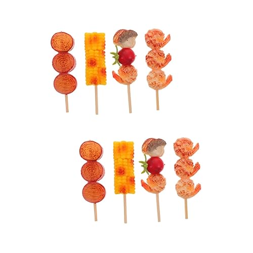 Vaguelly 8 STK Simulierte Grillspieße Küche Food-Modell simuliertes Grillgut Modelle Spielzeuge Küchenrequisite Lebensmittel-Display-Requisite Mini gefälschtes Essen Spielzeugset Kebab PVC von Vaguelly
