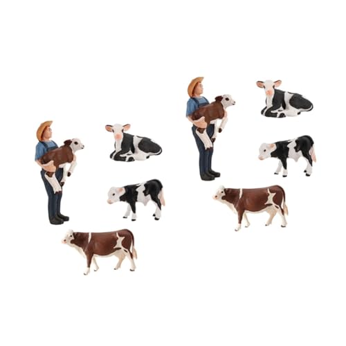 Vaguelly 8 STK Simuliertes Vieh Kinder Mini-Spielzeug Künstliches Tierspielzeug Figuren Für Kinder Sammlerspielzeug Für Nutztiere Kuh Spielzeug Mini-Tiere-Modell Modelle Die Kuh Statue PVC von Vaguelly