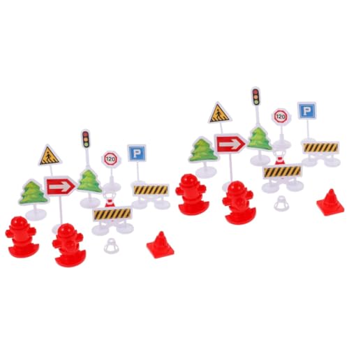 Vaguelly 8 Sätze Mini-Verkehrsschild-barrikaden Straßenschild Spielzeugmodell Puzzle-Spielzeug Simulation Verkehrszeichen Straßenschild Überqueren Spielen Plastik Lehrmittel Kind Miniatur von Vaguelly
