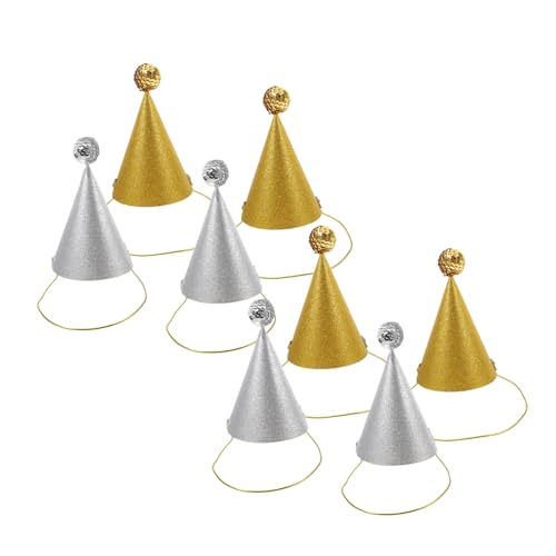 Vaguelly 8 Stück Mini Partyhüte Mit Pompons Glitzernder Partyhut Für Geburtstagspartys Kegelhut Neujahrs Partyhüte Für Stofftiere Haustierparty Verschiedene Farben von Vaguelly