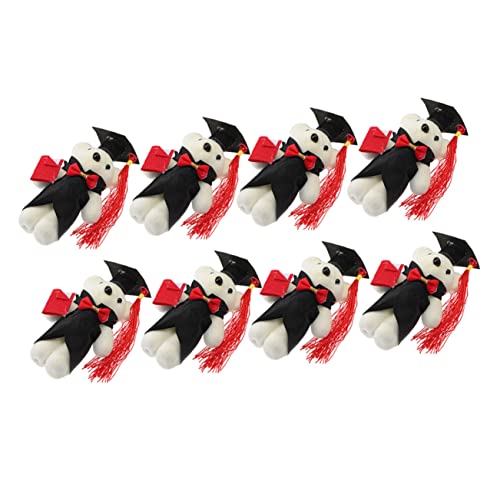 Vaguelly 8 Stück Puppe-Abschlussgeschenk Abschluss Plüschbär tragen Mini-Abschlussbär Vorschulkinder Abschlussfeier geschenkset Blumenstraußzubehör in Bärenform Abschlussbär 2023 Plastik von Vaguelly