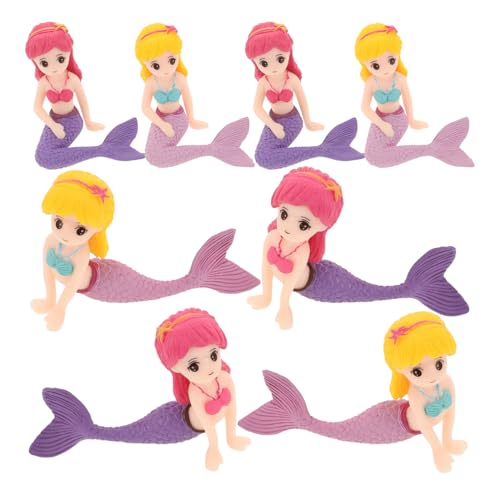 Vaguelly 8 Stück Teiliges Meerjungfrau Tortendekorationen Miniatur Figuren aus Resin für Kuchen und Aquarien für Kindergeburtstagsfeiern und Backprojekte von Vaguelly