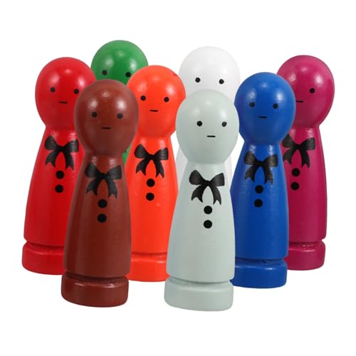 Vaguelly 8 Stück Teiliges Set Bunter Holzpuppen mit Aufdrucken Pädagogisches Hand Auge Koordination und Emotionalen Ausdrucksfähigkeit Sichere Glatte Oberfläche für Therapie von Vaguelly