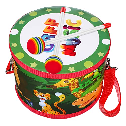 Vaguelly 8-Zoll-musiktrommelset Für Kleinkinder Mit Stöcken Lernspielzeug Für Kleinkinder Doppelseitiges Trommelkartenspielzeug Mit Cartoon-Muster von Vaguelly