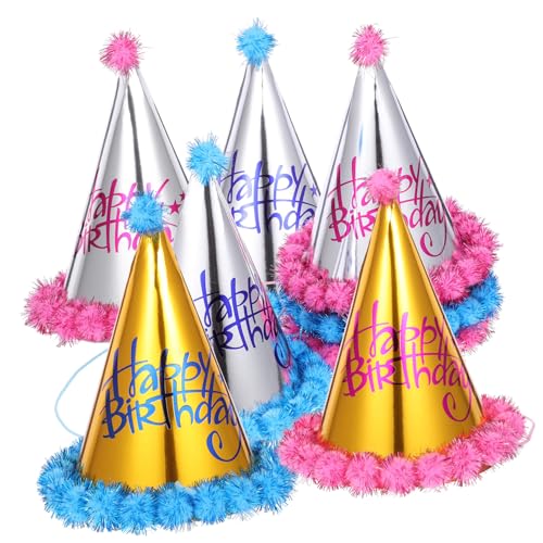 Vaguelly 8 Stücke Kinder Geburtstag Caps Spiegel Party Headwear Dekorative Papier Hut Kinder Geburtstag Hut Requisiten von Vaguelly