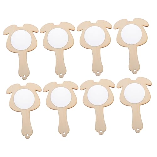 Vaguelly 8St Kleiner Holzspiegel Spiegel Handwerk Handspiegel mit Griff basteln Kits Bastelsets Individuation Warnweste personalisiert Holz Spiegel unvollendeter Holzspiegel hölzern von Vaguelly