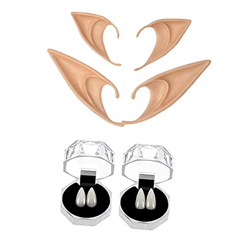 Vaguelly 8Stücke Teiliges Elfenohren Und Vampirzähne Für Halloween Weiche Spitzohren Hautfarbe Fangzähne Cosplay Partys Und Rollenspiele Vaguelly 8Stücke Teiliges Elfenohren Und Vampirzähne Für Halloween Weiche Spitzohren Hautfarbe Fangzähne Cosplay Partys Und Rollenspiele von Vaguelly