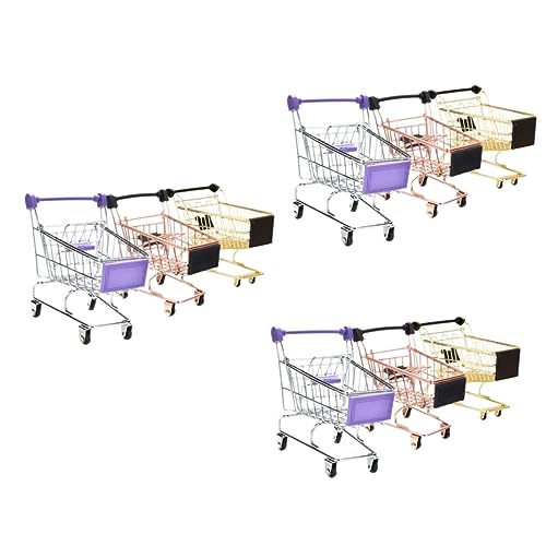Vaguelly 9 STK Mini-Einkaufswagen Einkaufswagen mit Rädern Dollys für Tischplatte Kinderspielzeug Spielzeug für Mädchen Einkaufswagen für Lebensmittel Trockenbehälter für Schwammmixer LKW von Vaguelly