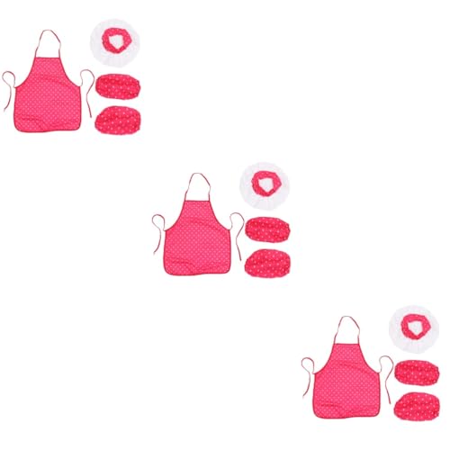 Vaguelly 9 STK Rote Herzmuster-kochs-schürze Kleid Für Mädchen Outfit Für Mädchen Mädchen-Outfit Mädchen Anzug Koch-Rollenspiel-Outfit Baumwollschürze Kleider Zubehör Kind Kleidung von Vaguelly