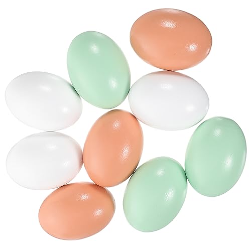 Vaguelly 9 Stück Bemalten Eier Duck Eggs Dekorateur Simulation Jagd drinnen Bunte und weiße Eierdekorationen Party-Ei-Dekorationen Osterei-Dekore hölzern von Vaguelly