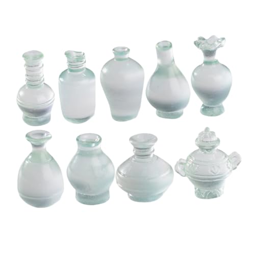 Vaguelly 9 Stück Mikrolandschaftsflasche Miniaturen Modell Mini-blumenvase Miniaturmodell Kleines Blumenflaschenmodell Puppenhauszubehör Mikro-landschaftsflasche Transparent Harz von Vaguelly