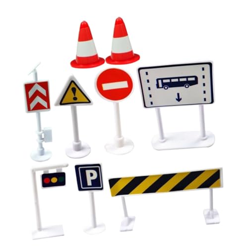 Vaguelly Pädagogisches Verkehrszeichen-Spielzeug Für Jungen Und Mädchen 9-teiliges Spielzeug-Set Straßensperren-Schild Realistische Verkehrszeichen von Vaguelly