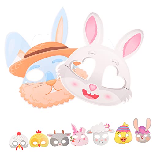 Vaguelly 9 Stück Teiliges Ostern Tier Masken Bunte Papiermasken für Festliche Partys und Karneval Leichte Wiederverwendbare Kostüm Requisiten für Familienaktivitäten von Vaguelly