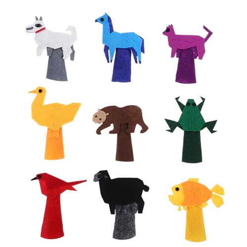 Vaguelly 9 Stück Teiliges Set Cartoon Tier Handpuppen für Weiche Fingerpuppen für Interaktives Geschichtenerzählen für Eltern Junge Mädchen Spiele und Kreative Lernmomente von Vaguelly