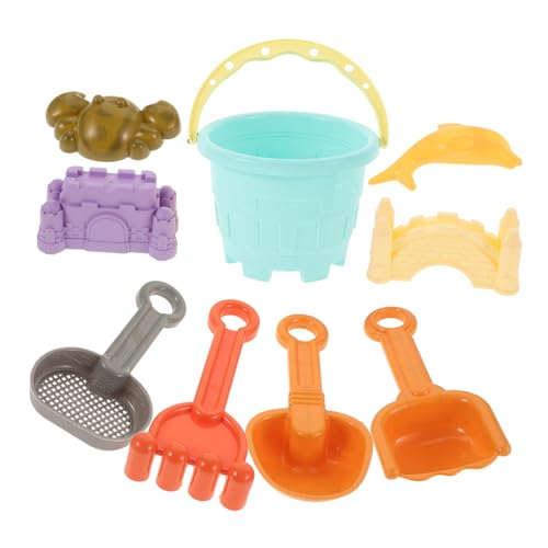 Vaguelly 9 Stück Teiliges Strandspielzeug für Eimer Schaufel Rechen und Gießkanne Kindersicher mit Abgerundeten Kanten Fördert Kreativität Teamwork und Sandburgenbau im Outdoor-Spiel von Vaguelly