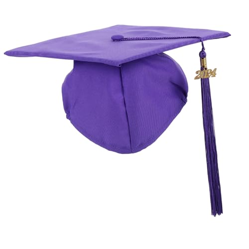 Vaguelly Abschlusskappe 2023 Abitur Hut Grad Hüte Abschlusshut mit Quaste Kindergartenabschluss Meister Hut relief cap abschlussfeier Abschlusshüte Abschlusskappen basteln Polyester Violett von Vaguelly