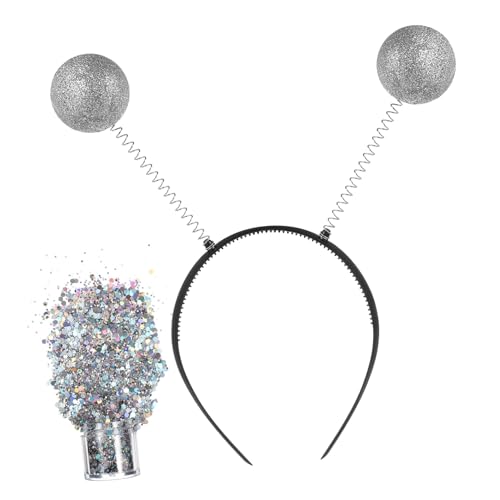 Vaguelly Antenne Haarreif mit Glitzer für Kostüme Lustiges Kopfband für Partys und Cosplay Leichtes Bequemes Material für Erwachsene Gesichts Glitzer für Extra Spaß für Halloween und von Vaguelly