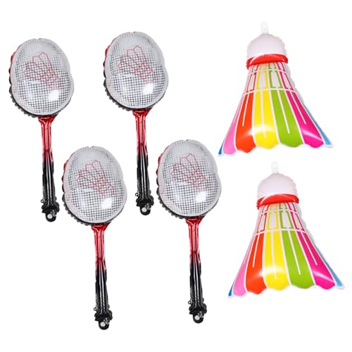 Vaguelly Aufblasbare Badmintonballons Set Leicht Tragbar Aluminiumfolie Badmintonparty Dekoration für Geburtstagsfeiern und Events mit Bunten Federballballons und Roten Schlägerballons von Vaguelly