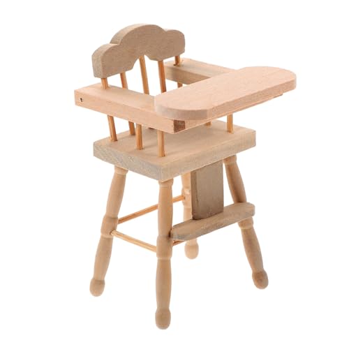 Vaguelly Babyhochstuhl sitzhocker kindersitze mikrowe fahhradsitz childh entzückende Puppenmöbel simulierte Stühle -Miniatur-Stuhl Stuhlverzierung DIY-Hochstuhl hölzern von Vaguelly