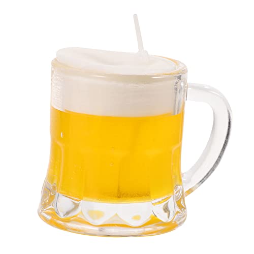 Vaguelly Mini Bierglas Kerze Duftkerze Aus Wachs Perfekt FüR Heimbar Geburtstagsgeschenk Dekoration Bierliebhaber Aromatherapie Fruchtiger Duft Einzigartige Geschenkidee, Gelb, 7x6.5x5.5cm von Vaguelly