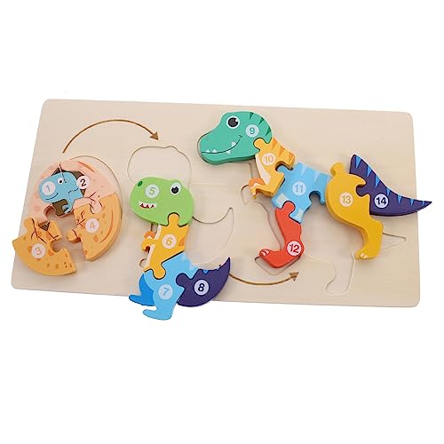 Vaguelly hölzernes Dinosaurierspielzeug Puzzle für Kleinkinder 1-3 Kindergeburtstagsgeschenk Kinder rätsel Spielzeuge Babyspielzeug aus Holz Puzzle aus Holz Lernrätsel Tier Blöcke von Vaguelly