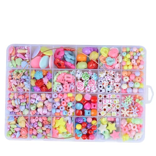 Vaguelly 24 Gitterperlen-Spielzeug für Jungen und Mädchen Acrylperlen-Set Zur Schmuckherstellung Jungen- und Mädchen-Spielzeug Bunte Formen für Bastelprojekte von Vaguelly