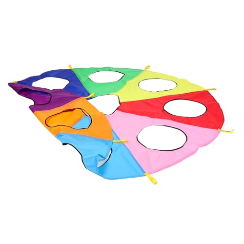 Vaguelly Bunter Fallschirm für Kindergarten Outdoor Kooperatives Spiel Maulwurfspiel Reaktionsförderndes Sensory Training Spaß Parachute Activity von Vaguelly